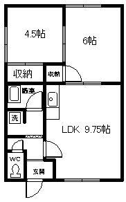 7・4マンション(2LDK/2階)の間取り写真