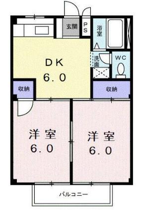 シティハイツ池上(2DK/2階)の間取り写真