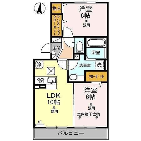 ロイジェントパークス レイクタウン III I(2LDK/1階)の間取り写真