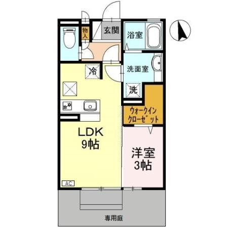 モナリエ大泉(1LDK/1階)の間取り写真