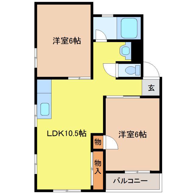 CHOU CHOU一社(2LDK/3階)の間取り写真
