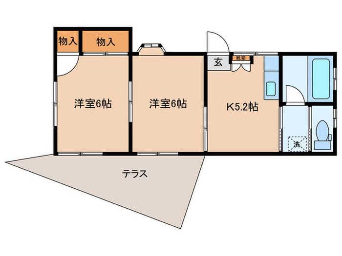松本ハイツ A棟(2K/1階)の間取り写真