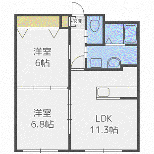 WHITE MOTHERS(2LDK/3階)の間取り写真