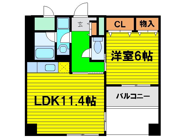 ぐらんしゃりお もあ(1LDK/4階)の間取り写真