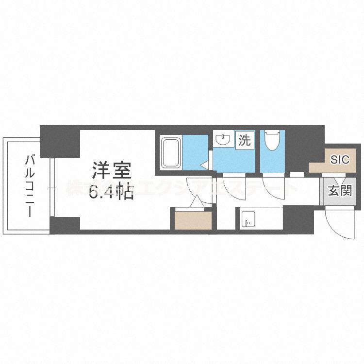 S-RESIDENCE福島玉川TRES(1K/8階)の間取り写真