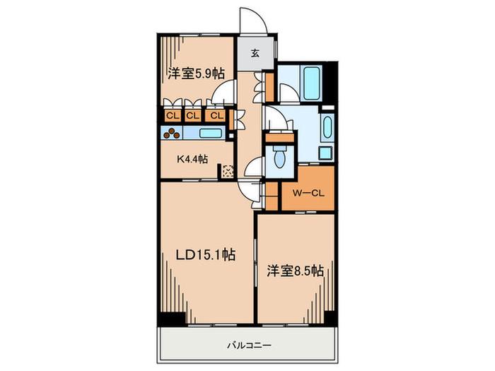 アビティ目黒(2LDK/5階)の間取り写真
