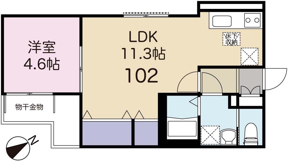 エスパーダ新井薬師(1LDK/1階)の間取り写真