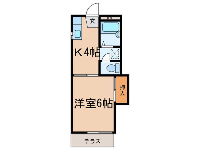 エレガンスタキザワ(1K/1階)の間取り写真