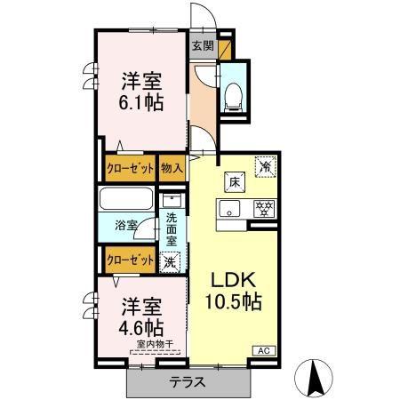 リッシュセゾン O(2LDK/1階)の間取り写真