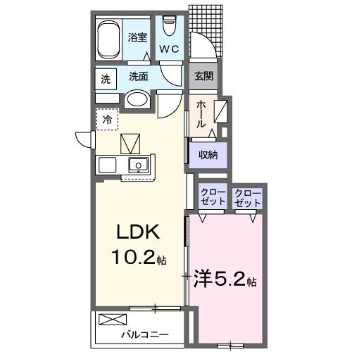 LUNA・III(1LDK/1階)の間取り写真