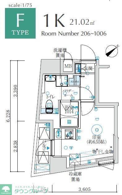 MAXIV国立矢川(1K/3階)の間取り写真