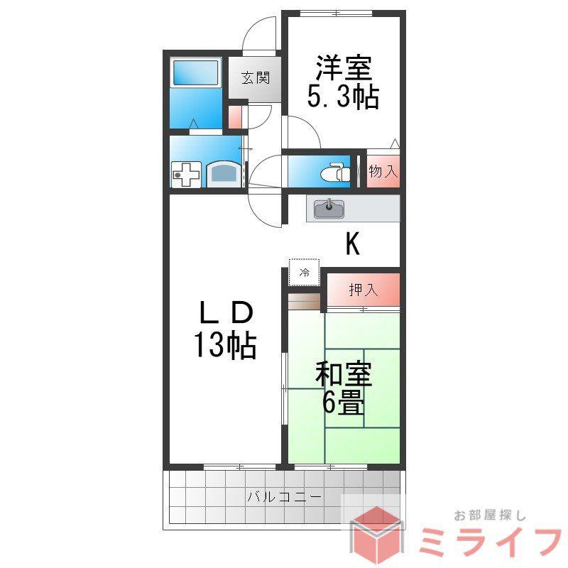サンオークタツミ(2LDK/2階)の間取り写真