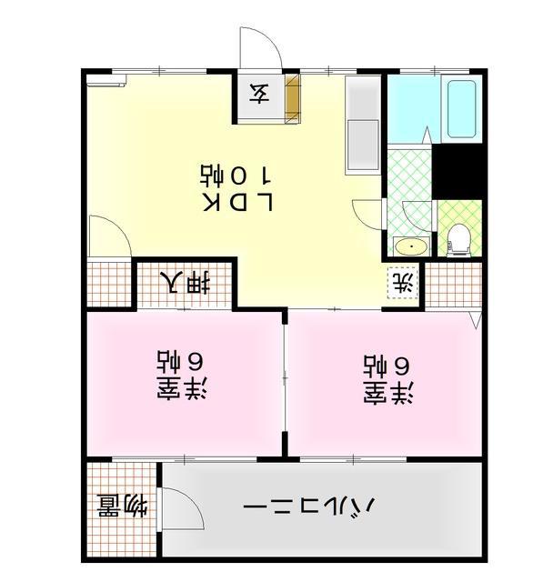 マンションカイゼル(2LDK/3階)の間取り写真