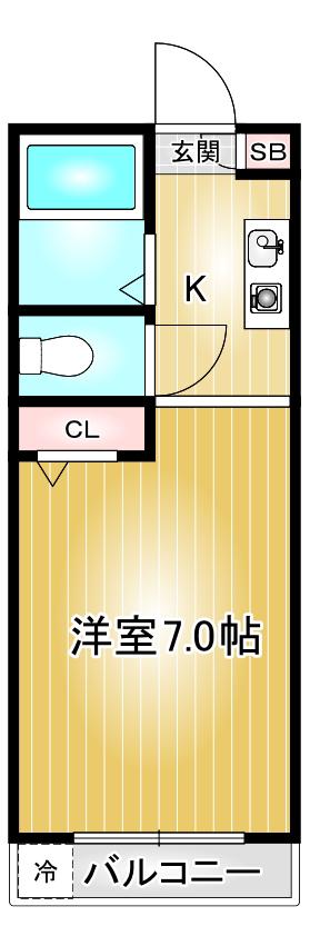 富士レイホービル第5(ワンルーム/4階)の間取り写真