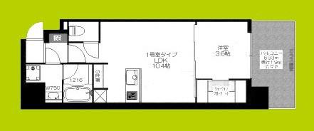 ブエナビスタ難波タワー(1LDK/5階)の間取り写真