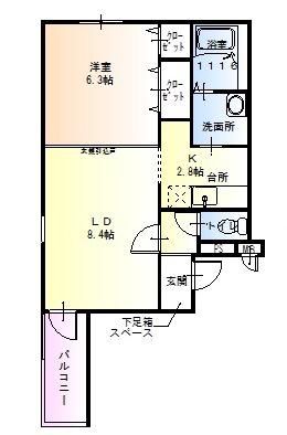 フジパレス皐月ウエスト(1LDK/2階)の間取り写真