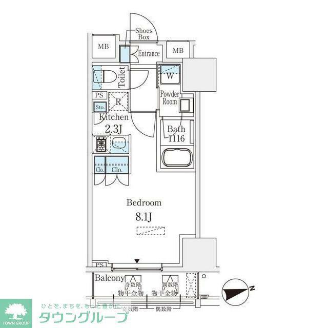 浅草田原町レジデンス(1K/4階)の間取り写真