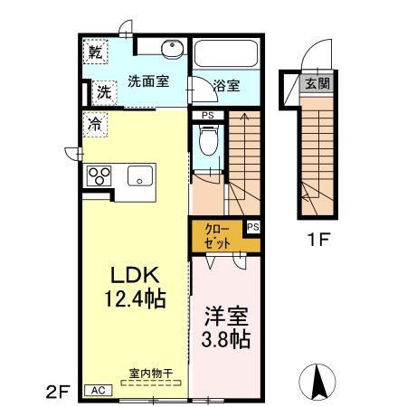 レジデンス翠(1LDK/2階)の間取り写真