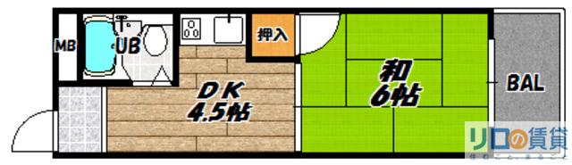 ヒカリ617(1DK/3階)の間取り写真