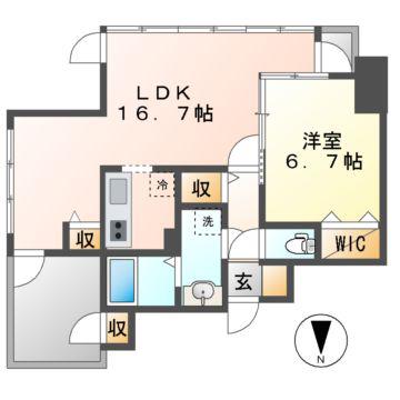 プレミアムコート葵(1LDK/5階)の間取り写真