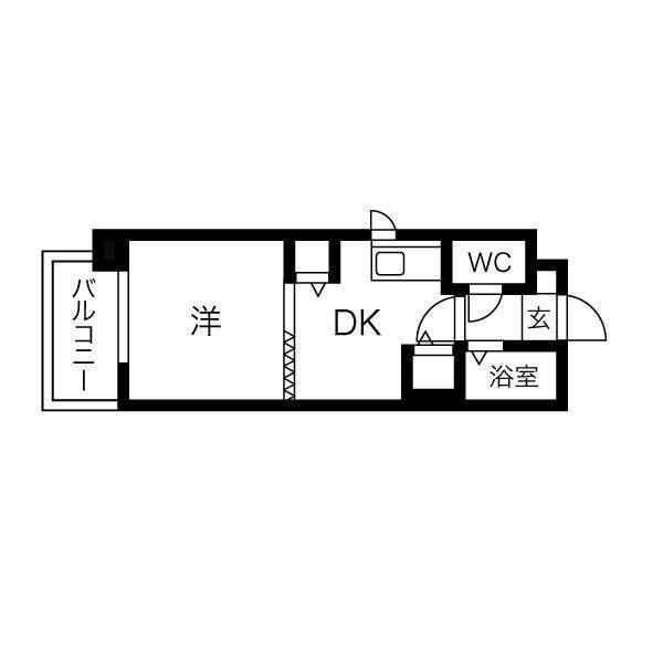 サポナール円山(1DK/4階)の間取り写真