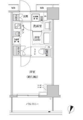 パークハビオ渋谷本町レジデンス(1K/5階)の間取り写真