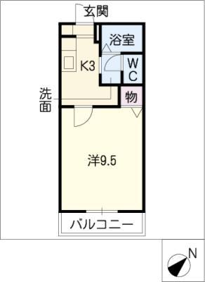 シャトレーオカダB棟(1K/1階)の間取り写真