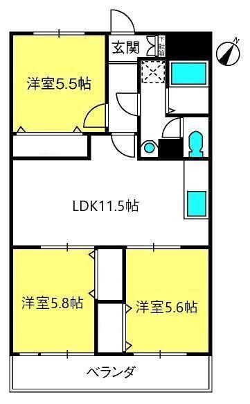 ラ・スペース(3LDK/3階)の間取り写真