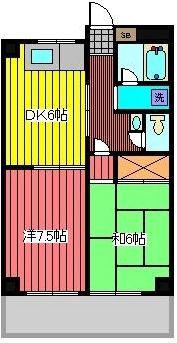 クレール・パレ(2DK/4階)の間取り写真