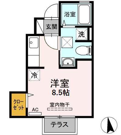 リビエールNO.2(ワンルーム/1階)の間取り写真