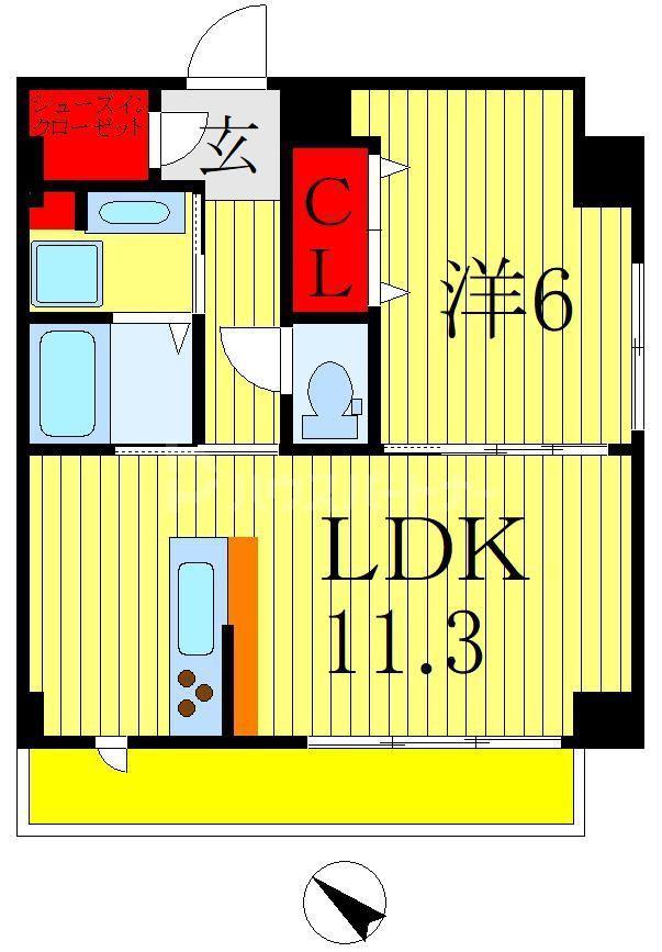 ダイヤモンド・クレスト柏(1LDK/7階)の間取り写真