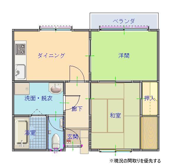 ハイムながもと(2DK/3階)の間取り写真