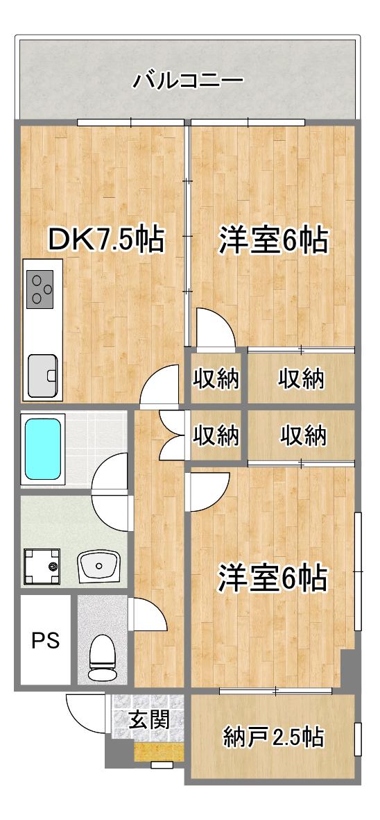 辻産業第1ビル(2DK/6階)の間取り写真