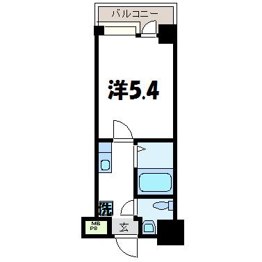 浅草スカイレジテル(ワンルーム/5階)の間取り写真