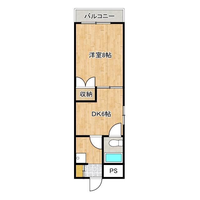ジオナ松屋町(1DK/4階)の間取り写真