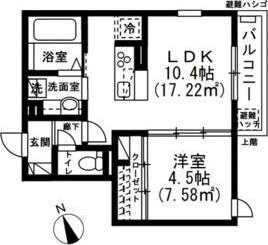 ソレイユ調布ー下石原3丁目-(1LDK/2階)の間取り写真