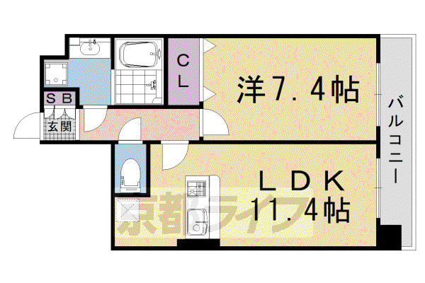 KDXレジデンス西大路(1LDK/11階)の間取り写真