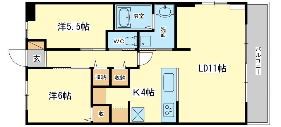 フローラハイム(2LDK/2階)の間取り写真