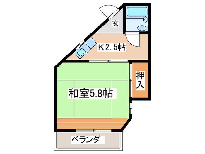 サンライフ羽鳥(1K/1階)の間取り写真