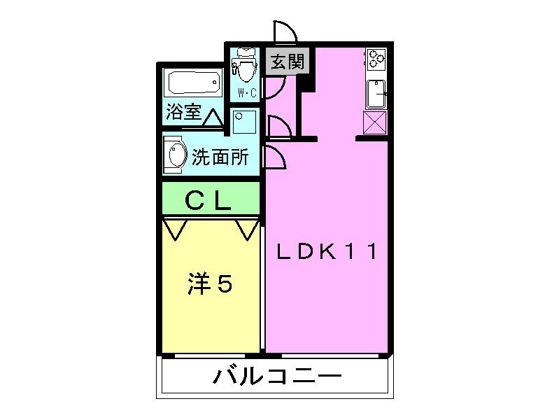 グランディールIII(1LDK/3階)の間取り写真