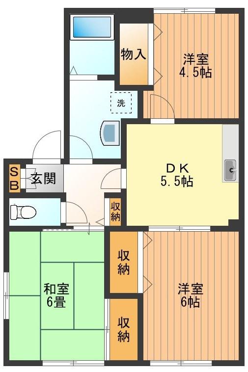 ディアス小川(3DK/2階)の間取り写真