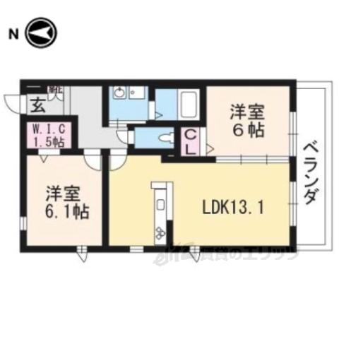 ヘーベルメゾン洛南(2LDK/3階)の間取り写真