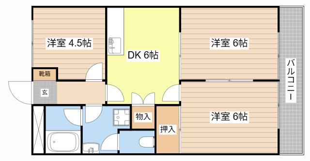 エルシャトー(3DK/1階)の間取り写真