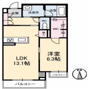 ロイヤルウイング(1LDK/3階)の間取り写真