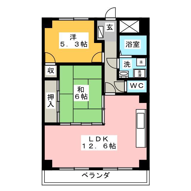 CASA本郷(2LDK/2階)の間取り写真