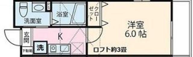ピースコート登戸(1K/1階)の間取り写真