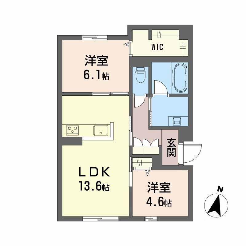 プライムフェルトII(2LDK/1階)の間取り写真