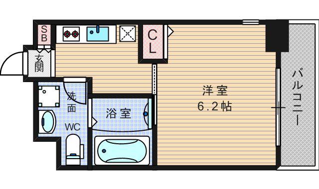 パークヒルズ難波南ルミエール(1K/3階)の間取り写真