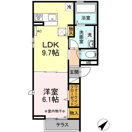 セジュールカサガワ(1LDK/1階)の間取り写真