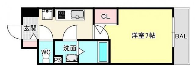 ソフィア阿倍野(1K/7階)の間取り写真